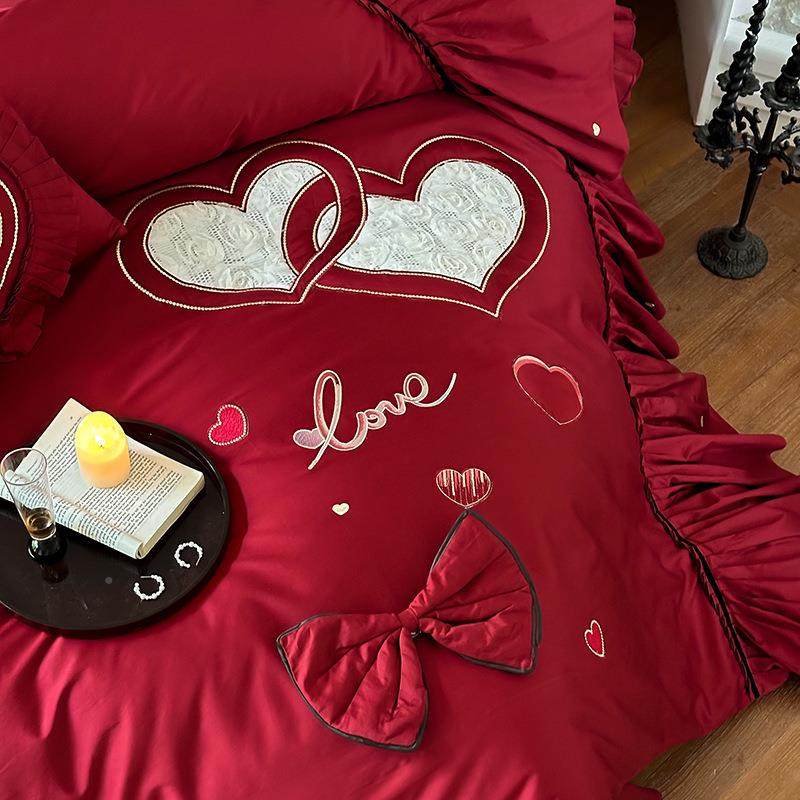 全棉婚长绒新婚庆四件套1ALS2340800支纯棉刺棉绣床单被套婚结嫁,床上用品,婚庆床品套件,淘宝优惠券,粉丝福利购,淘宝优惠卷