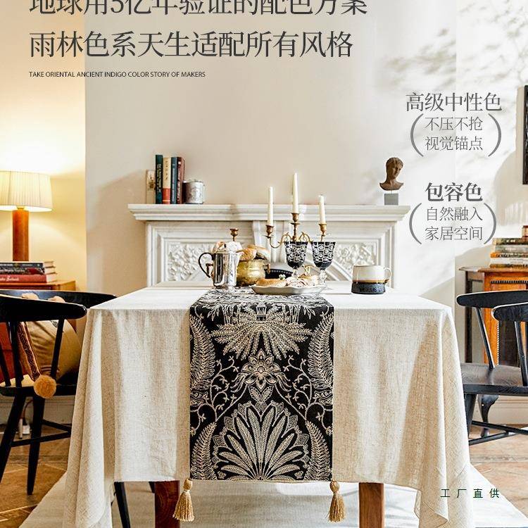 【法国补再%高】林中鹿桌旗餐桌布减式复F97M965H古端盖布茶几布