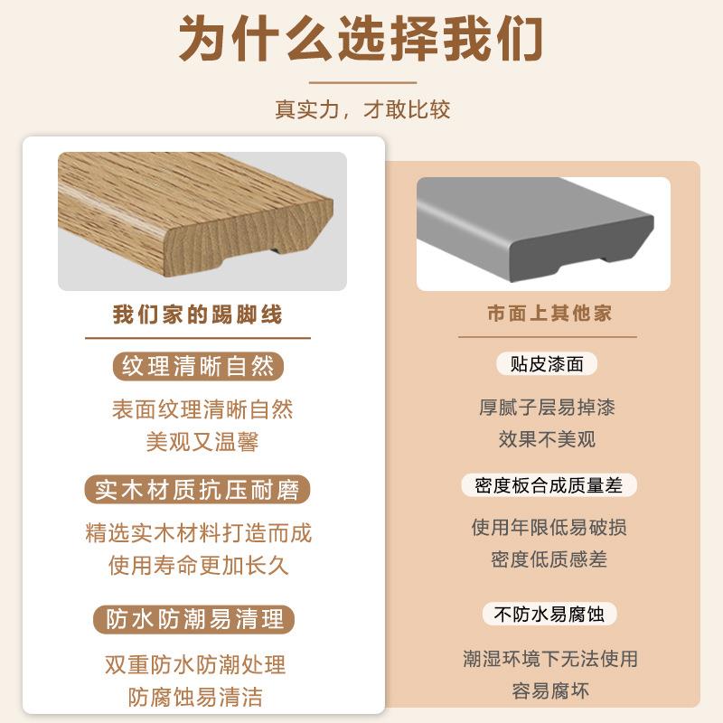 纯实木踢脚线木质风奶油网红法式家用木地板pvc塑料地脚线贴脚线