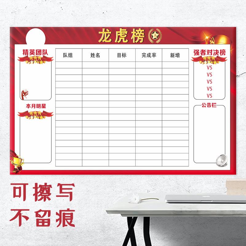 性售软白板可擦写业绩榜WKM文墙展化示墙贴磁龙虎榜PK看板销排行