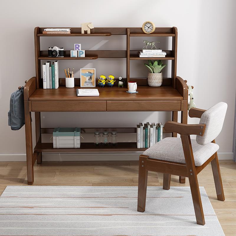 实木书桌书一体桌架约简家用儿升童降学习桌学生无品牌/写字桌带