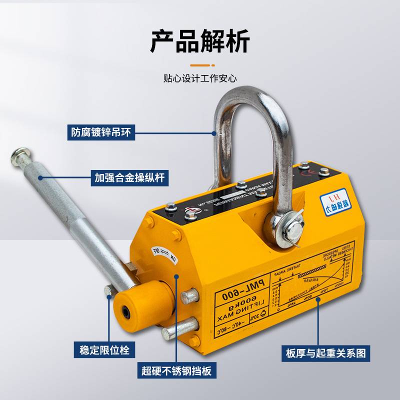 磁吊户外吸盘永磁起重器磁铁吸盘起重磁力起重手动永磁吸盘