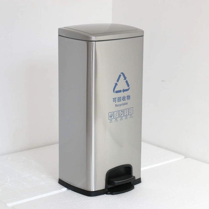 户外不锈钢分类GUN脚踏垃圾60L号家用干湿大垃圾桶分离垃圾厨桶房