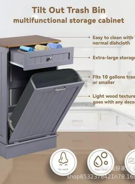 简约木质16472巾隐藏式厨房垃圾桶柜倾斜式圾柜浴室毛垃垃木圾质