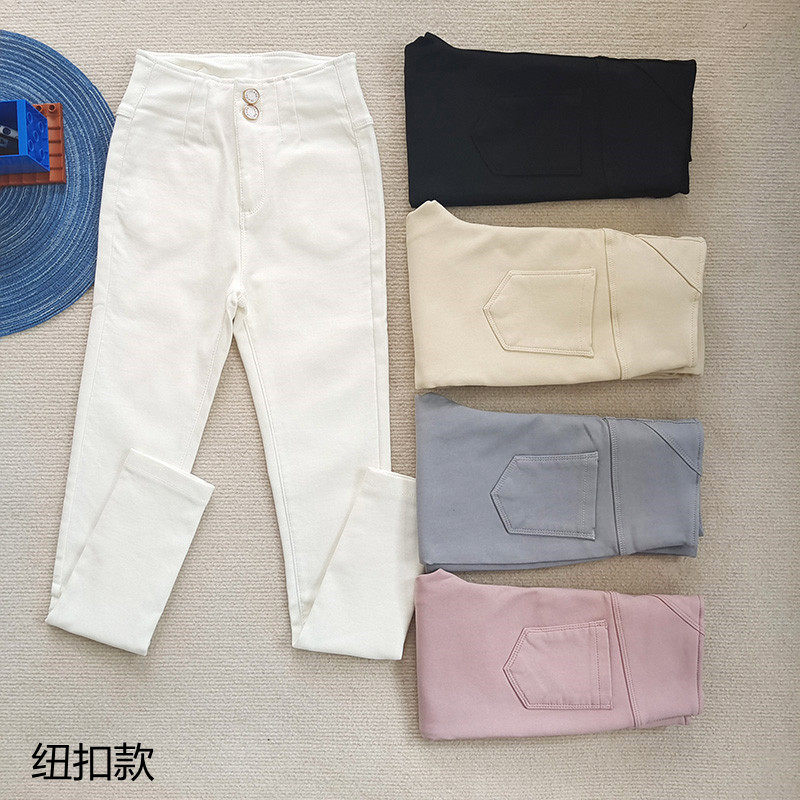 新款春薄裤外穿打底裤女2021高腰弹力显瘦黑色秋冬加绒加厚铅笔裤