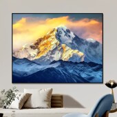 日照金山风景雪山diy数字油画填充填色客厅餐厅油彩画手绘装 饰画