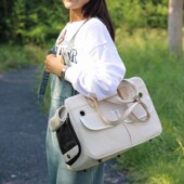 猫包外出便携单肩手提宠物包冬季 大容量小型犬携带包猫背包狗帆布