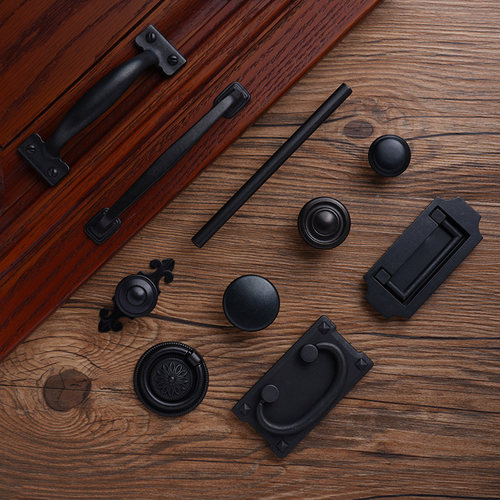 花和小城拉手 美式乡村复古铁黑色实木衣柜门橱柜抽屉拉手柜把手