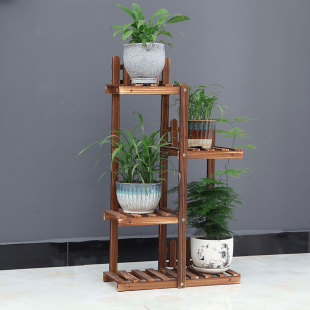 简约实木制花架子阳台客厅多层阶梯式 落地花盆架可移动绿萝多肉架