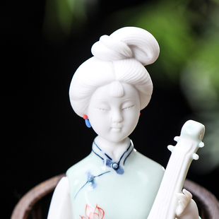 新中式摆件工艺品陶瓷侍女玄关禅意家居装饰创意客厅书房酒柜摆设