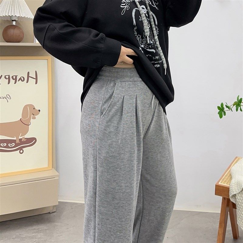 大码灰色糯米直筒休闲裤女秋冬胖mm显瘦梨形身材高腰垂感阔腿裤子,女装/女士精品,大码裤装,淘宝优惠券,粉丝福利购,淘宝优惠卷