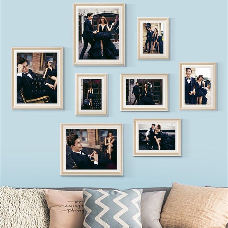 影楼照片墙相框洗照片婚纱照结婚照宝宝儿童照全家福组合挂墙定制