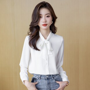 衬衫女长袖2023新款白色小个子职业气质内搭打底春秋正装工作服