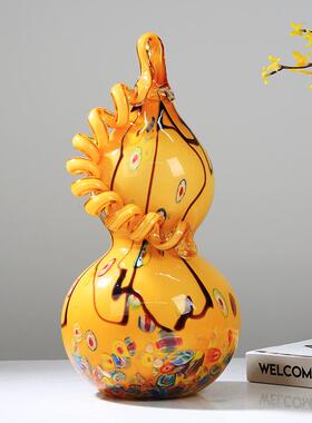 玻璃葫芦艺术摆件福禄招财轻奢客厅酒柜装饰品乔迁新居送礼新中式