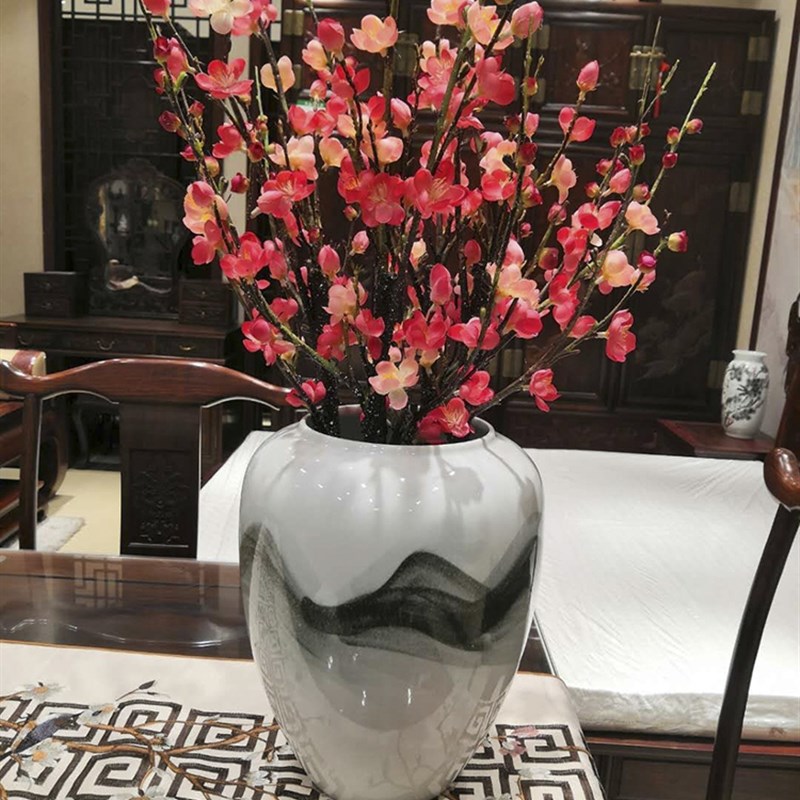 景德镇陶瓷花瓶摆件新中式家居客厅插干花瓷瓶餐桌简约花器摆设