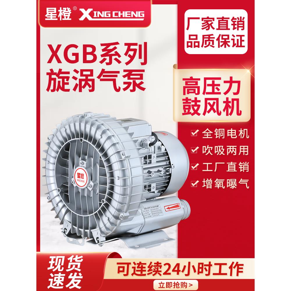 高压漩涡风机旋涡式气泵工业鼓风机罗茨风机真空抽气泵鱼塘增氧机