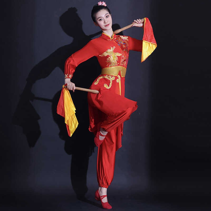 现货速发打鼓服新款腰鼓喜庆成人演出服装鼓舞民族锣鼓队舞蹈喜庆