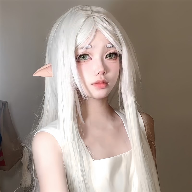 速发头色假发长发芙莉莲长直发主毛Lita拍照公白切全白套