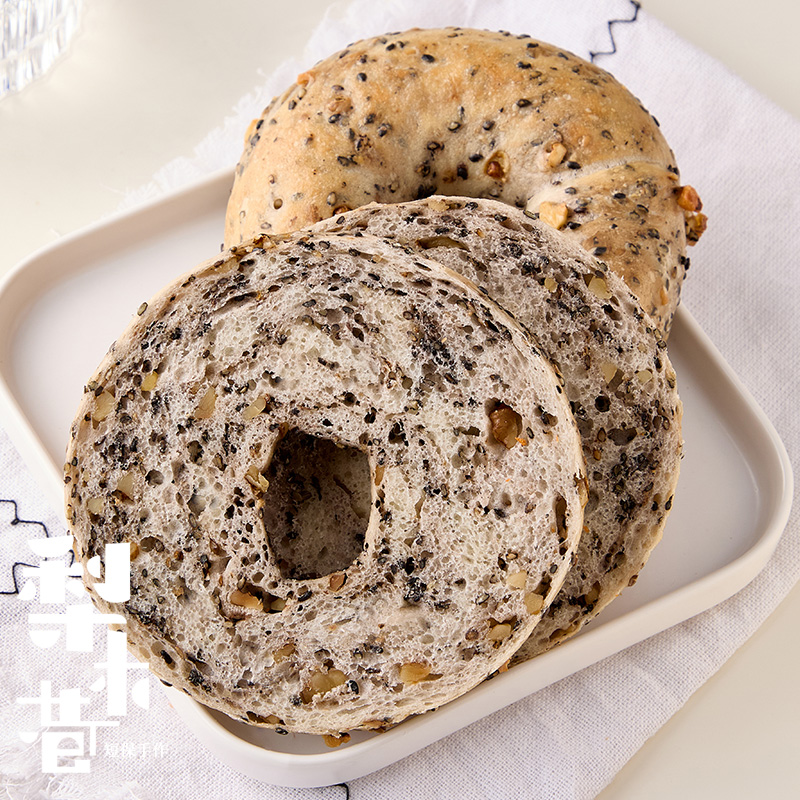 新品 梨木巷【黑芝芝贝果面包】手作三明治无添蔗糖欧包营养早餐