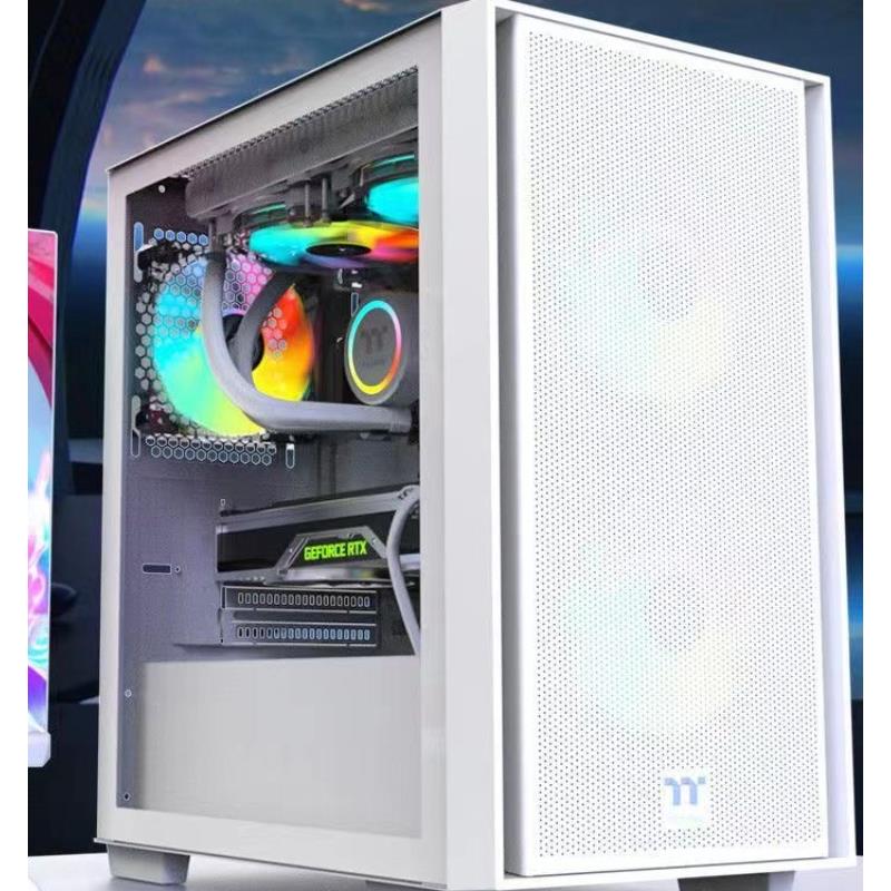 tt启航者f4 白色黑色matx迷你台式电脑240水冷游戏小机箱商务款f1