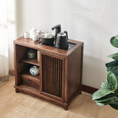 新中式 茶水柜茶桌边柜泡茶台烧水一体茶边柜办公室实木茶柜老榆木