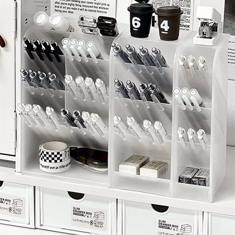 笔筒办公室桌面斜插式多功能文具收纳盒学生桌上置物架亚克力笔架