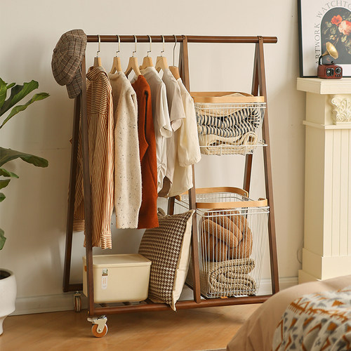 实木中古风衣帽架室内家用挂衣架