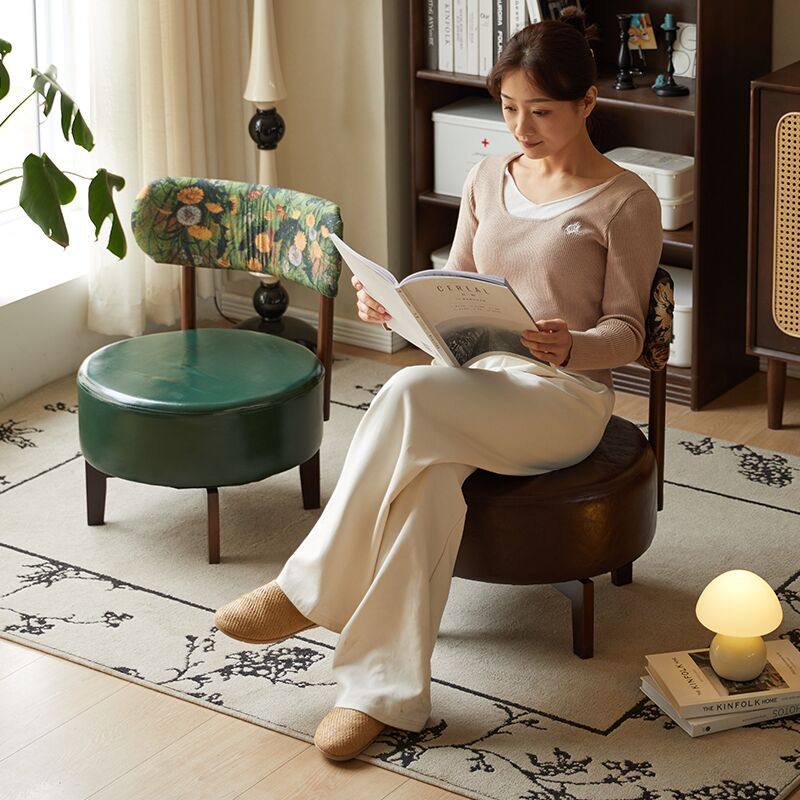 中古风可旋转实木矮凳家用靠背小椅子客厅换鞋凳儿童凳懒人小沙发,住宅家具,沙发椅,淘宝优惠券,粉丝福利购,淘宝优惠卷