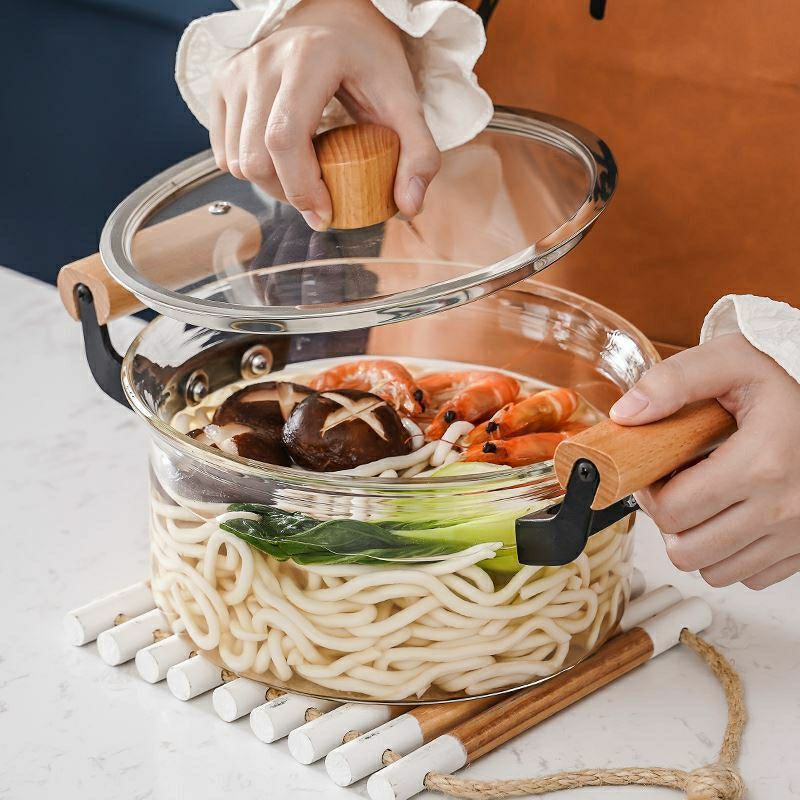 家用高硼硅玻璃透明锅双