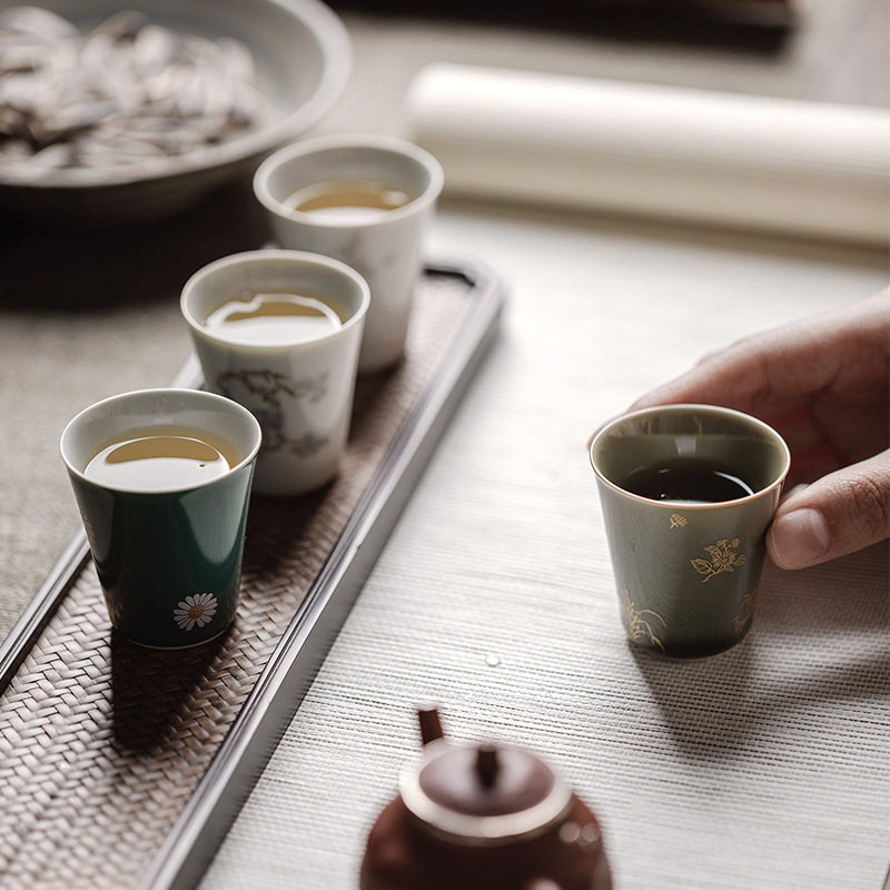 暮苍斋手工直通斜阳茶杯
