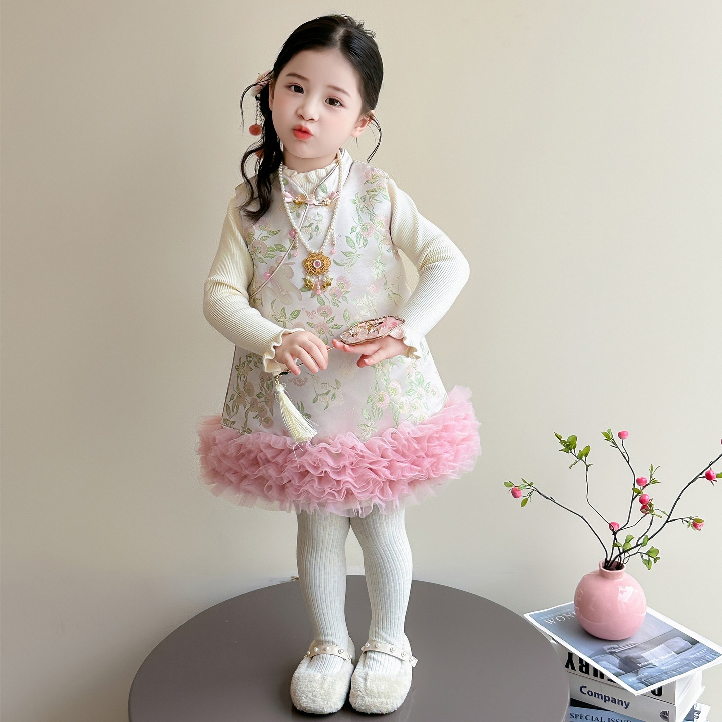 女童新中式旗袍套装秋冬季2025