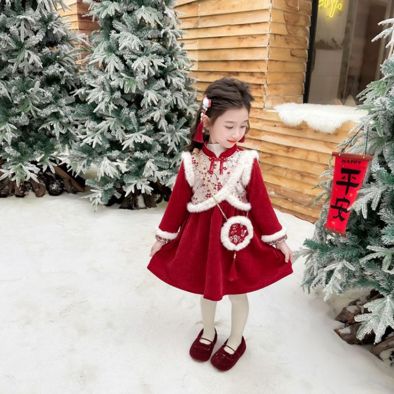 女小童连衣裙秋冬款2025新款国风