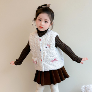 背心 洋气宝宝外穿坎肩上衣儿童早秋季 奶油马甲秋冬装 2025新款