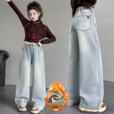 女童2025新款秋冬加绒裤子中大童