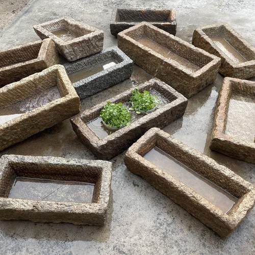 老石槽循环水组合长石槽洗手盆养鱼养花石盆造景马槽庭院流水摆件