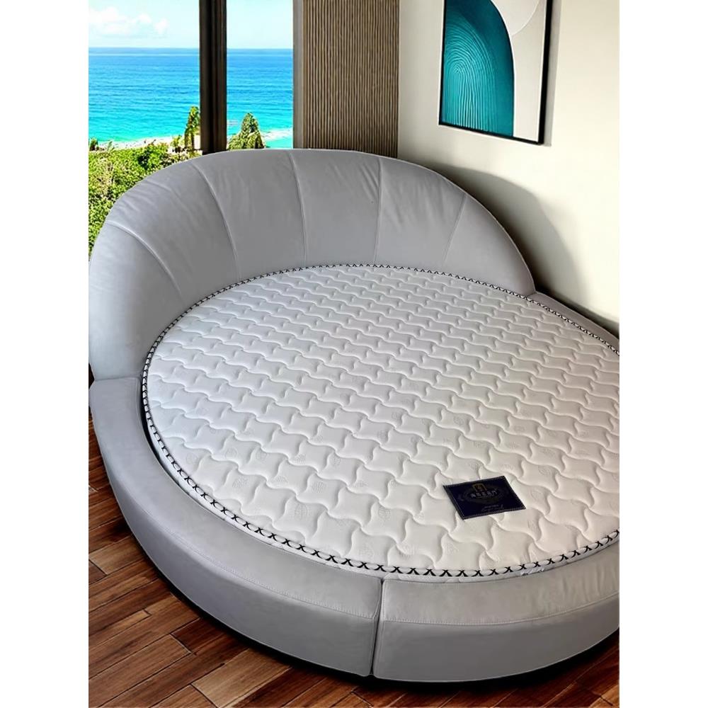 星级酒店圆床垫独立弹簧3D乳胶黄麻护脊椰棕垫民宿家用圆床垫定制