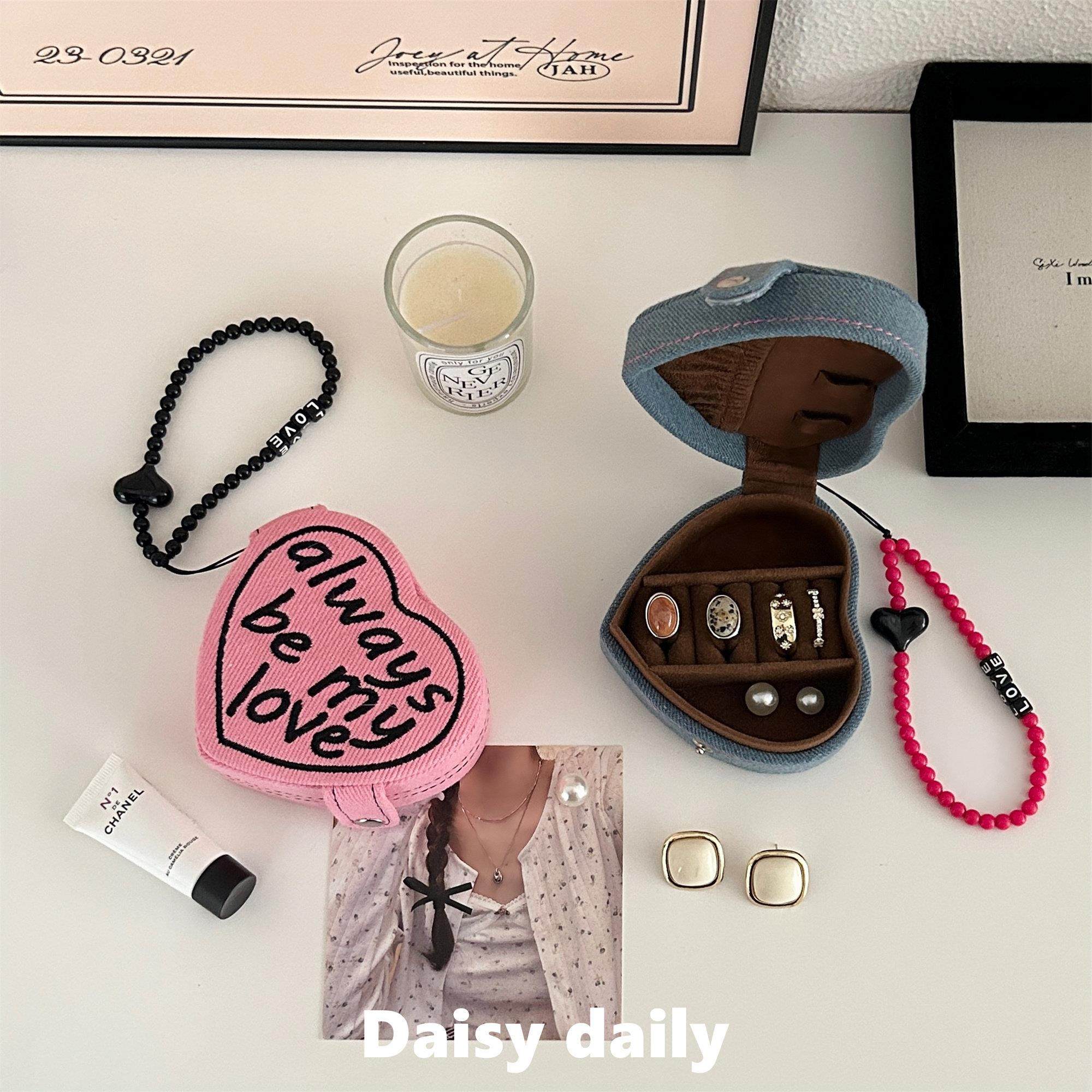 心形蛋糕迷你首饰盒覆古牛仔可携式戒指珠宝收纳旅行礼物,收纳整理,首饰盒,淘宝优惠券,粉丝福利购,淘宝优惠卷