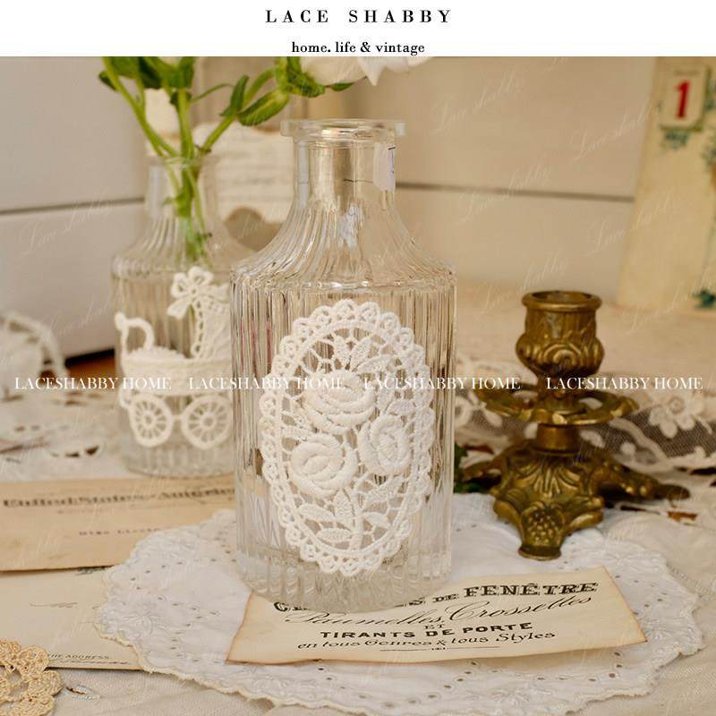 新款法式覆古小清新蕾丝花贴高透水晶玻璃浮雕花瓶花园水培花器,家居饰品,花瓶,淘宝优惠券,粉丝福利购,淘宝优惠卷