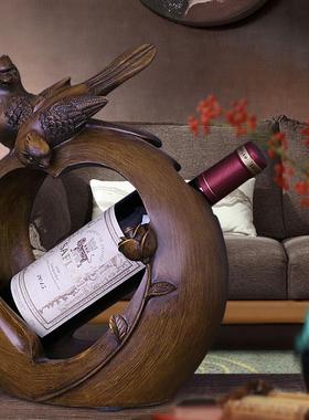 创意红酒架摆件现代新中式客厅电视柜酒柜装饰品小鸟乔迁新居礼品