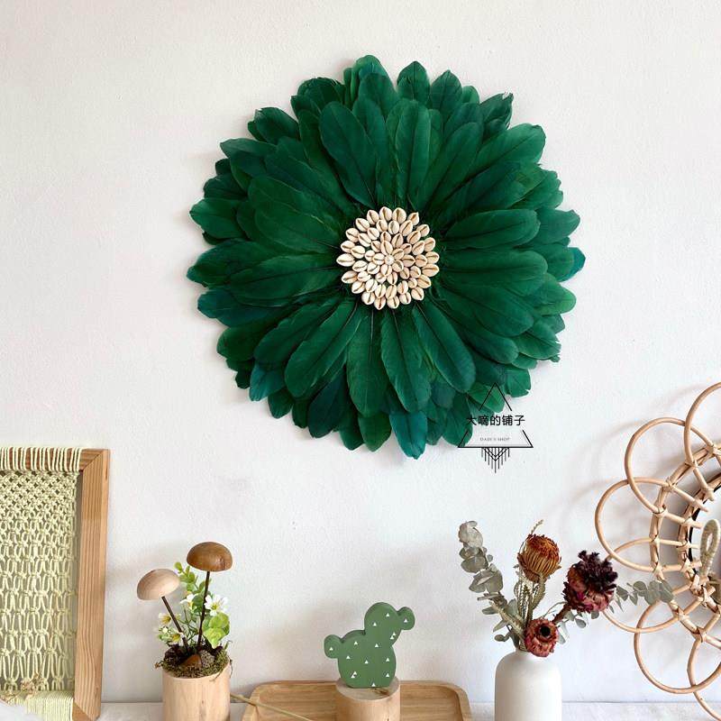 北欧风羽毛墙面装饰 手工diy材料包ins创意美甲店背景墙圆形壁挂,家居饰品,壁饰,淘宝优惠券,粉丝福利购,淘宝优惠卷