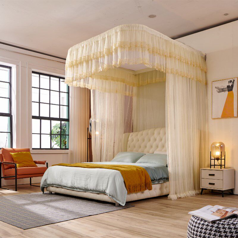 圣安贝2021新款宫廷落地蚊帐单开门挂壁升降拉幕公主风加密蚊帐,床上用品,蚊帐,淘宝优惠券,粉丝福利购,淘宝优惠卷