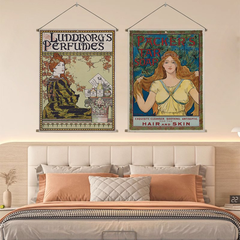 法式浪漫抽象欧式复古挂毯电表箱遮挡装饰画实木画轴玄关床头壁画