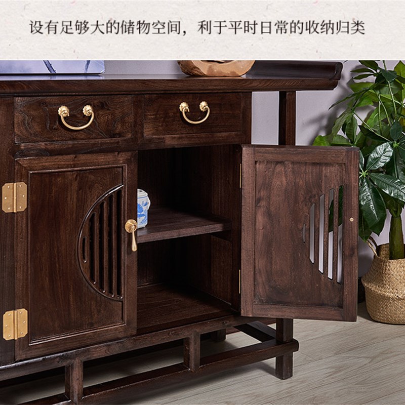 新中式实关木玄柜案台榆木门厅隔断柜禅意翘头多功能桌子靠墙条案