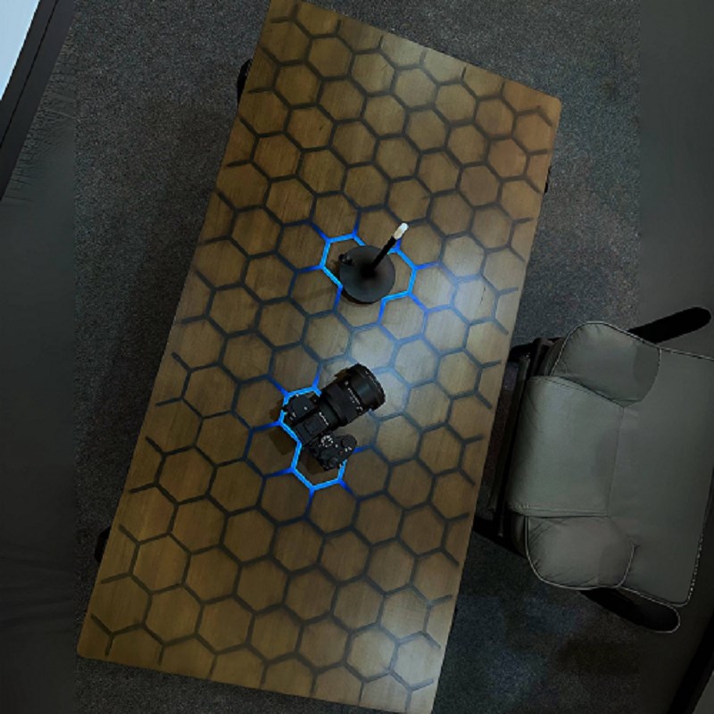 触摸感应桌创意电竞桌茶台茶几潮玩实木发光电脑桌网红直播桌