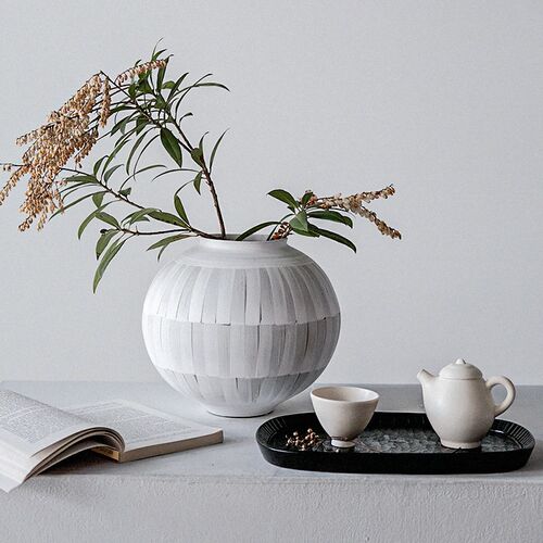 久伴高级复古陶瓷花瓶白色水培鲜花插花客厅餐桌装饰摆设大肚圆形