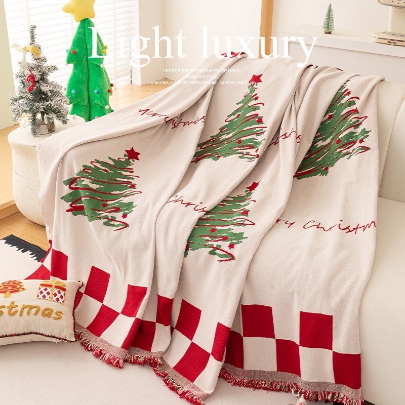 圣诞沙发毯盖布2025新款秋冬四季通用新年红色全包万能沙发套罩巾
