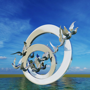 城市广场大雁南飞抽象艺术品雕塑园林景观不锈钢金属创意落地摆件