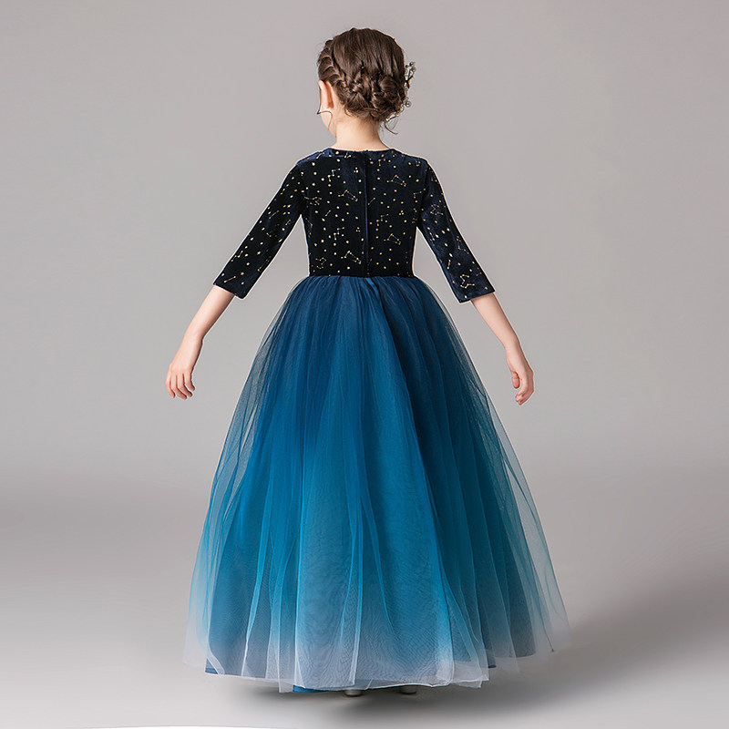 蓝色公主裙女童蓬蓬纱生日长袖走秀小花童婚礼儿童钢琴演出服礼服,童装/婴儿装/亲子装,儿童礼服,淘宝优惠券,粉丝福利购,淘宝优惠卷