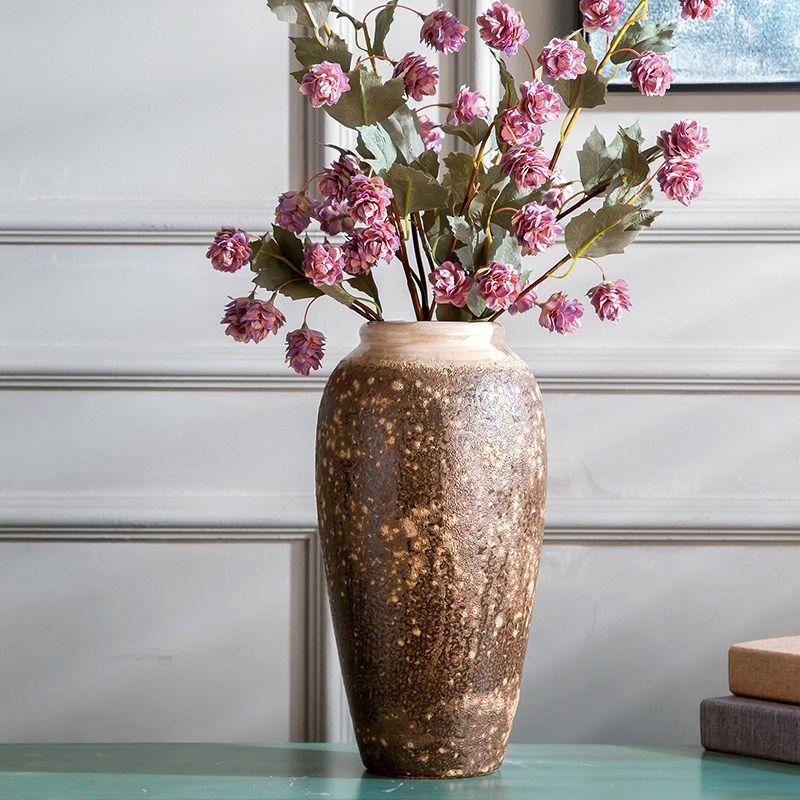 土化羽陶瓷花瓶复古颜色釉窑变美式摆件家居软装饰品干花插花花盆