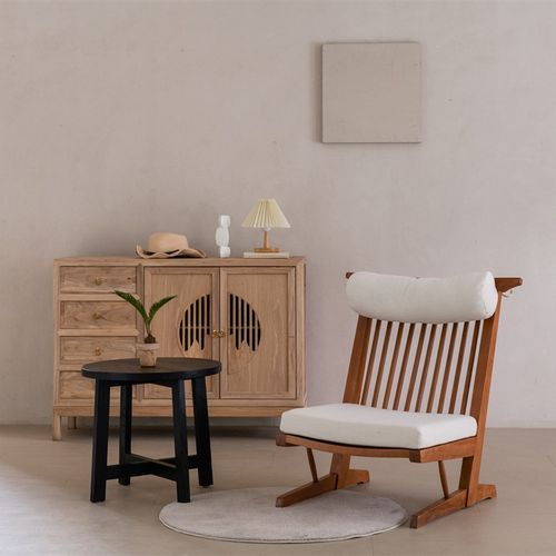 中岛乔治躺椅实木高背沙发日式侘寂风阳台休闲椅中古复刻民宿家具